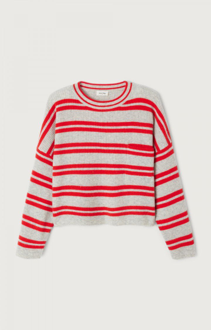 Women's jumper Raxow - HEATHER GREY STRAWBERRY STRIPES - Grey - Rouge
