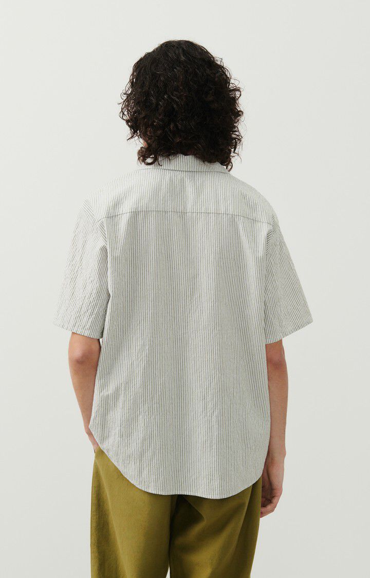 Men's shirt Keostreet - KHAKI AND WHITE STRIPES - Green - Blanc - S