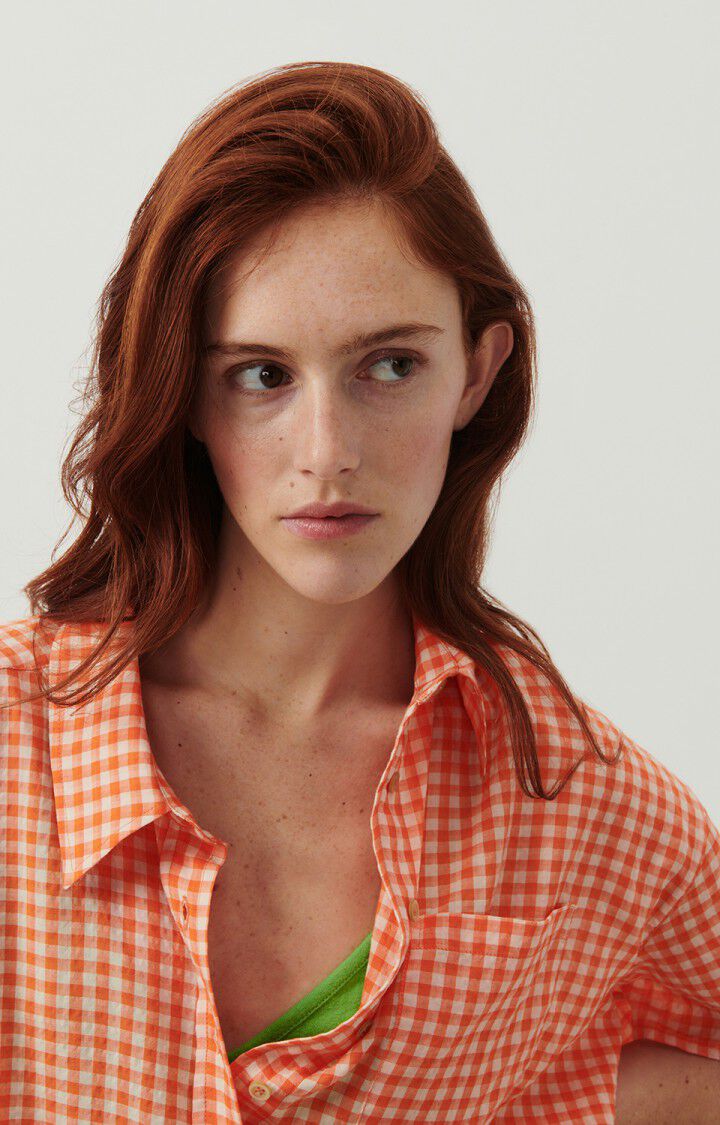 Chemise femme Pykoboo - VICHY ORANGE FLUO - Orange - Blanc - XS-S