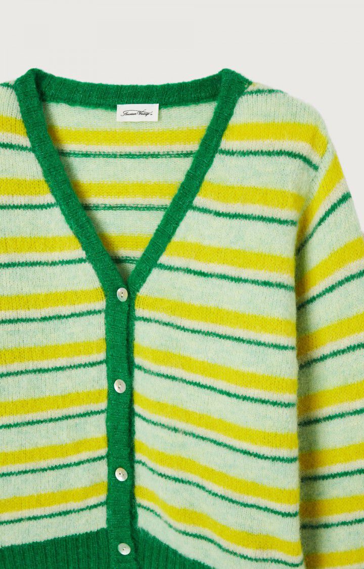 Women's cardigan East - STRIPES ACIDS - Yellow - Vert - S