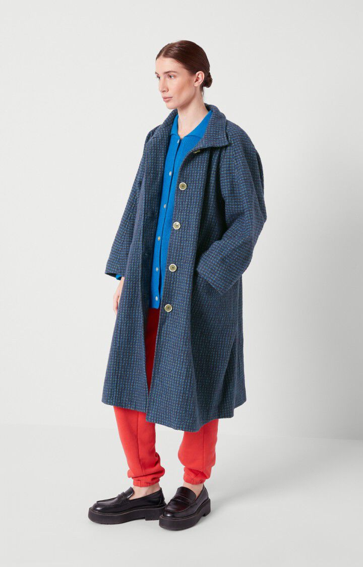 Manteau femme Nanbay - CARREAUX AQUA - Bleu