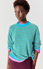 Women's sweater Ekewood - CURACAO AND PALE KHAKI STRIPES - Blue - Vert - S