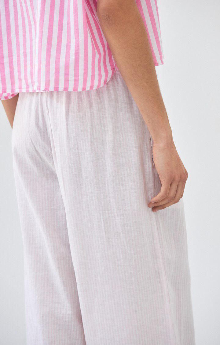 Women&rsquo;s trousers Oxam - PINK STRIPES - White - Rose - XS