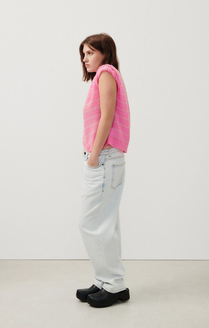 Women's jumper Zakday, NEON PINK STRIPED HEATHER GRAY, hi-res-model