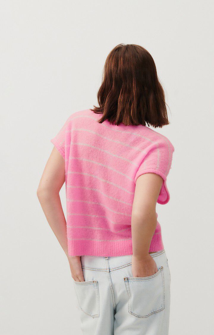 Women's jumper Zakday, NEON PINK STRIPED HEATHER GRAY, hi-res-model