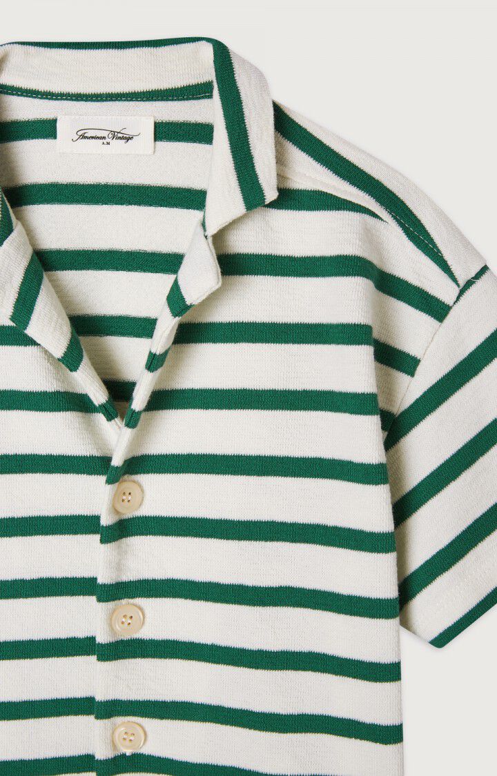 Kinderhemd Byama, ECRU UND GR&uuml;NE STREIFEN, hi-res
