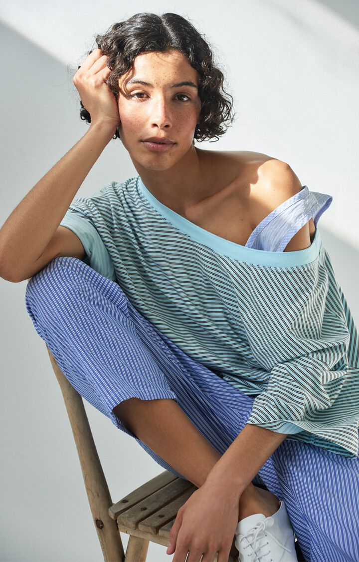Women&rsquo;s t-shirt Gixy - SKY STRIPES - Blue - Marron - XS-S