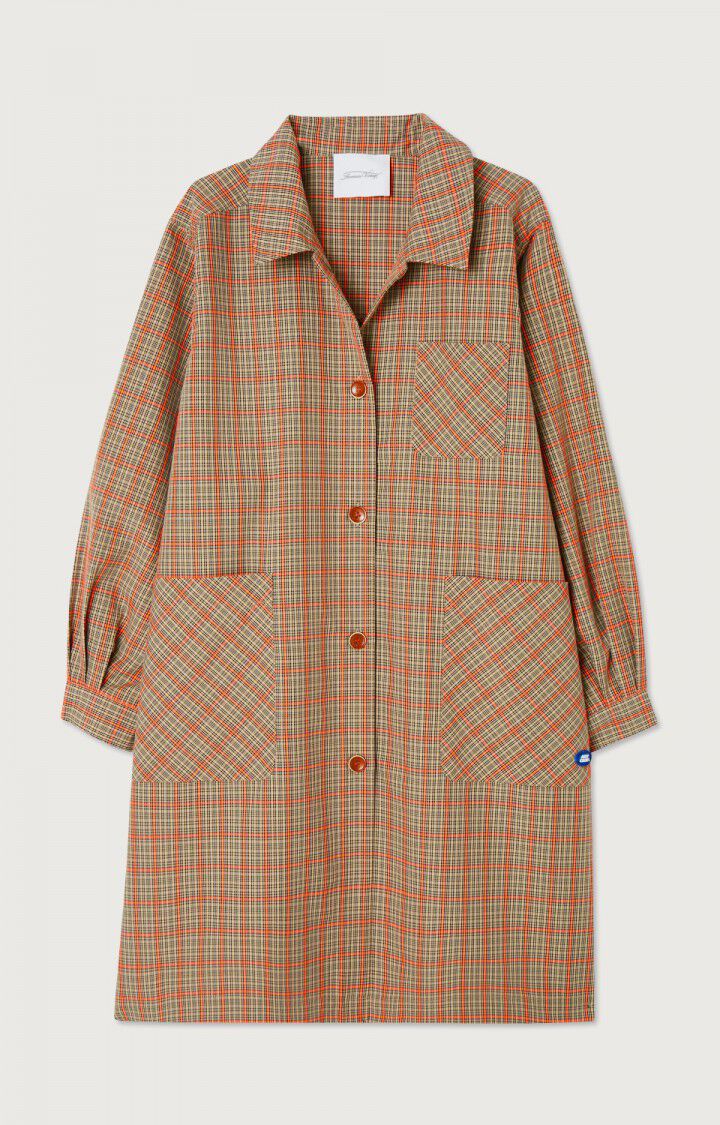 Women's coat Etiz, PRINCE OF WALES ORANGE, hi-res