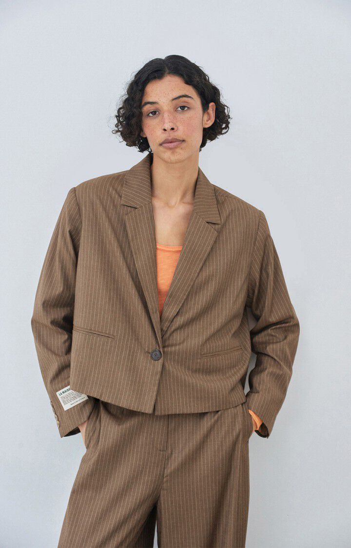 Women's blazer Yroway - HEATHERED ASH BROWN STRIPES - Brown