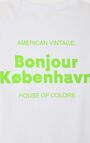 Unisex T-shirt Fizvalley - "Bonjour" - KOBENHAVN - Wit - Vert - XS