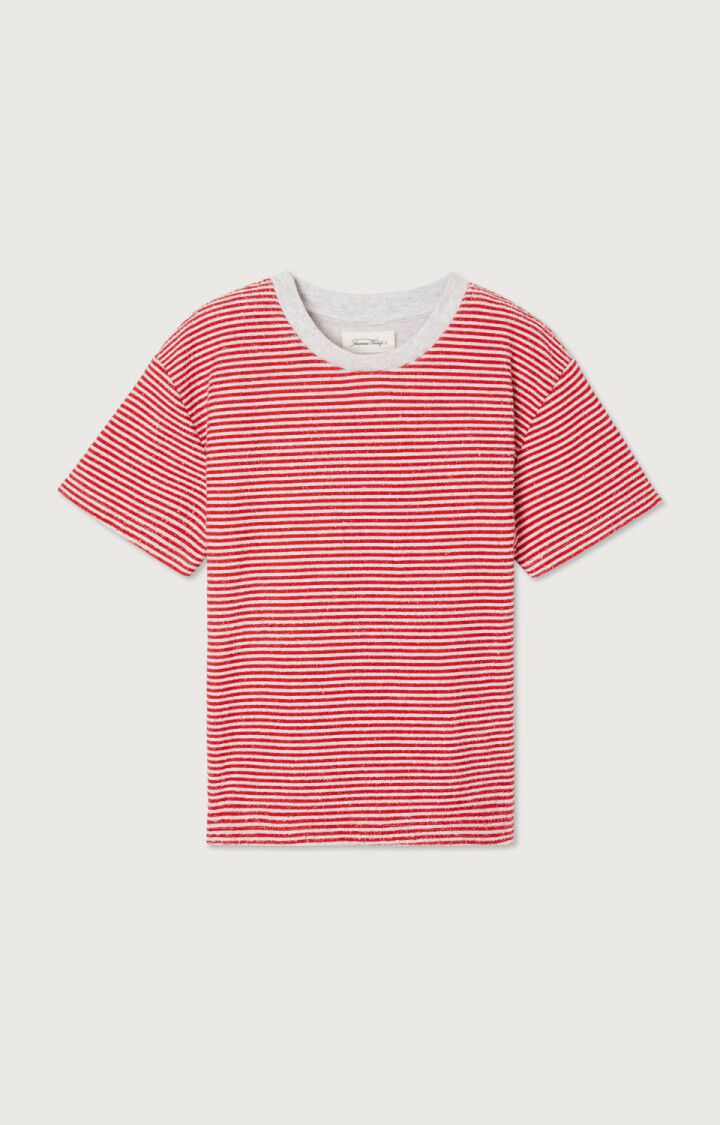 Kids’ t-shirt Bobypark, RED AND GREY STRIPES, hi-res