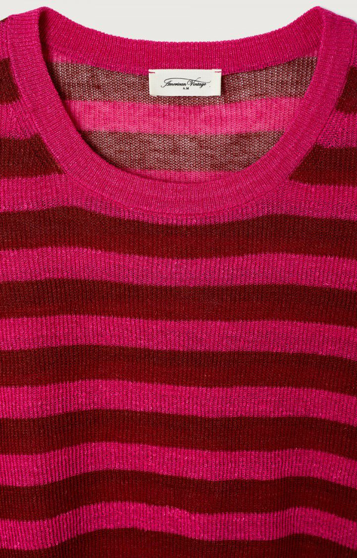 Pull femme Epaky - LIE DE VIN RAYE FUCHSIA - Rouge - Rouge - XS-S