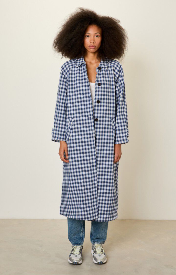 Women's coat Oyabay - VICHY NAVY - Blue - Blanc