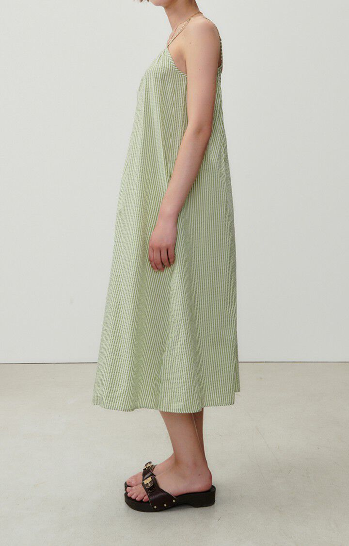 Women's dress Elyza - MEADOW STRIPES - Green - Blanc - S