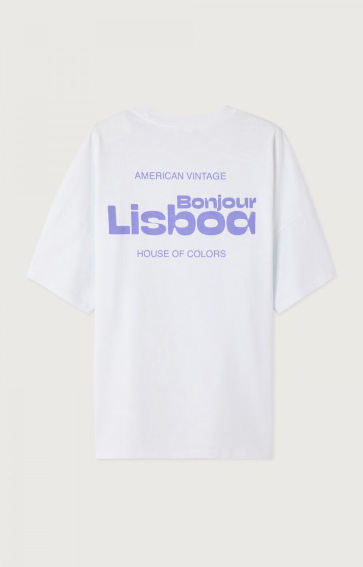 Unisex T-shirt Fizvalley - "Bonjour" - LISBOA - White - Violet