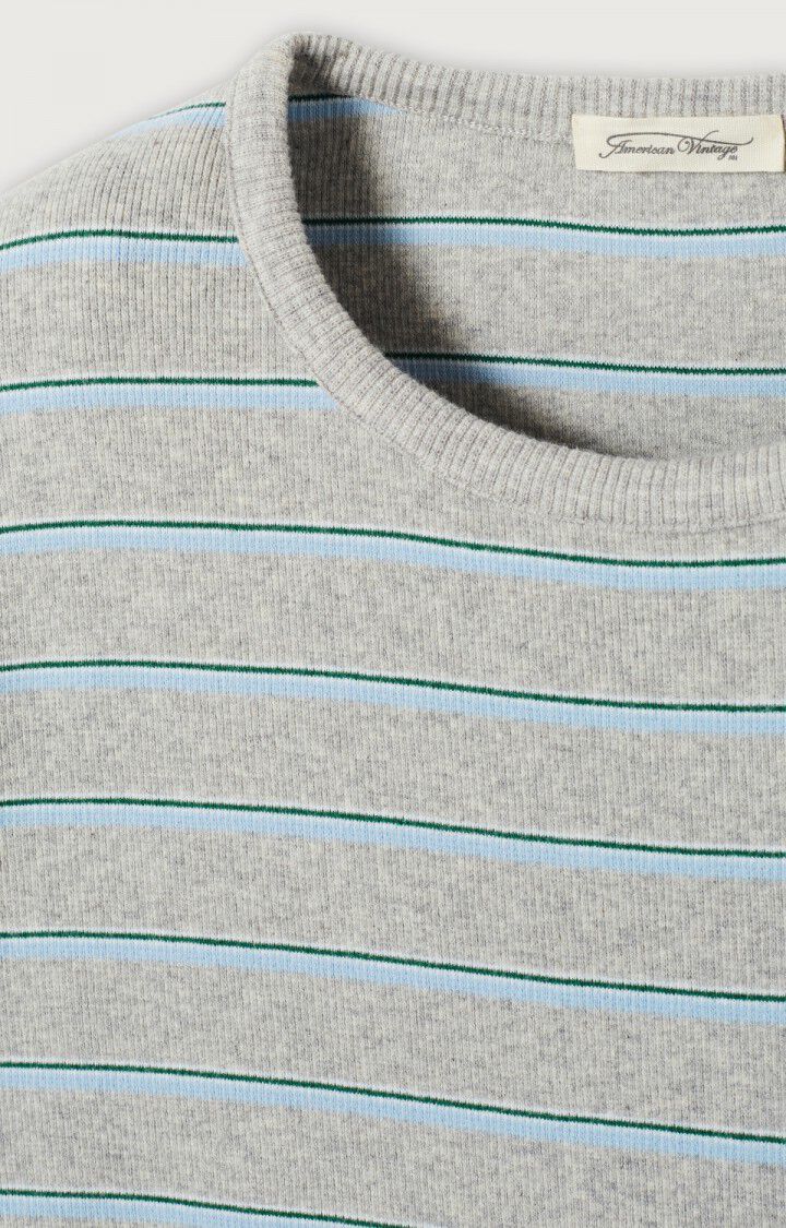 Men's t-shirt Urystreet - HEATHER GREY STRIPED GREEN AND BLUE - Grey - Bleu - Vert - M