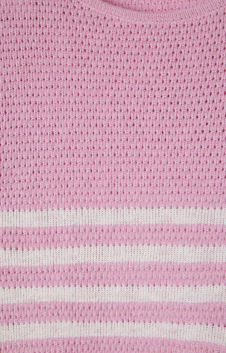 Pull femme Nyama - PIVOINE RAYE BLANC - Rose - Blanc - S