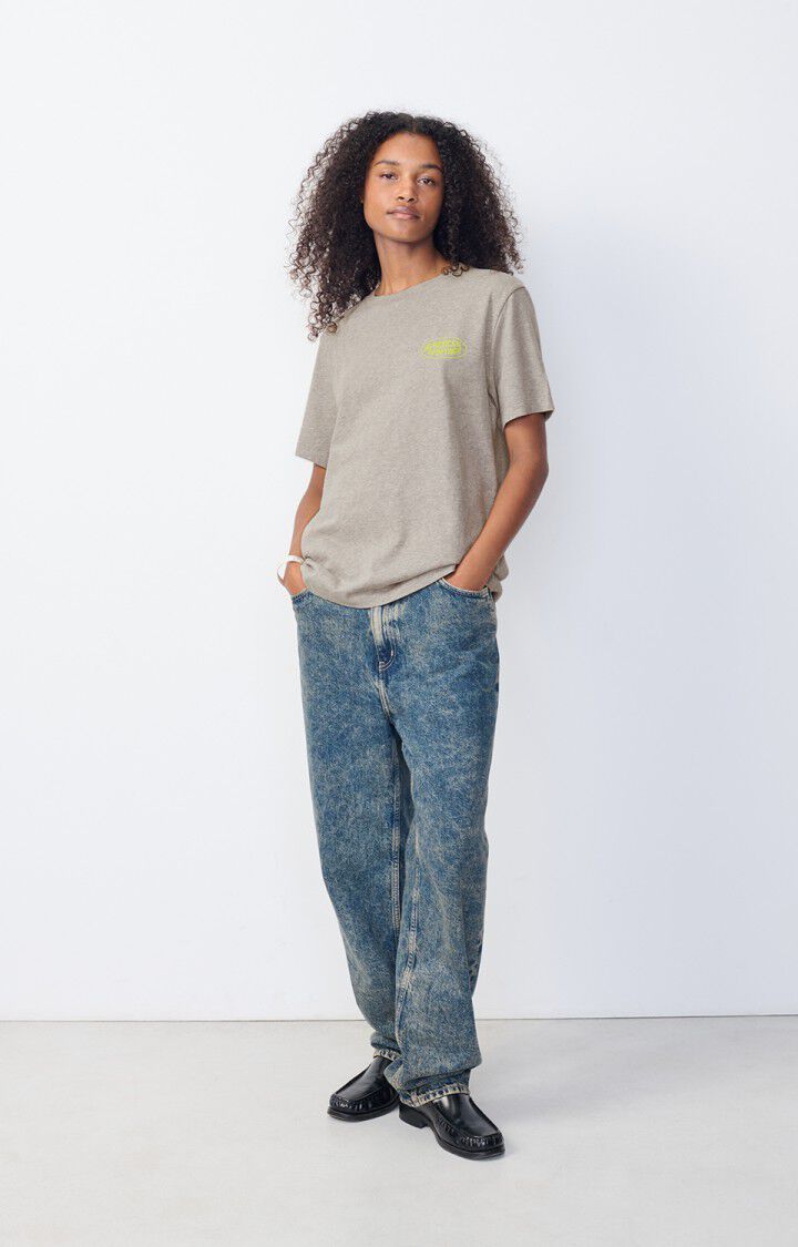 T-shirt femme Ykobow - GRIS CHINE PRINT JAUNE - Gris - Jaune - S