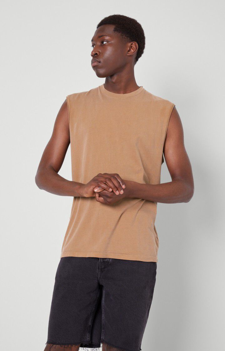 Men's tank top Vegiflower - COFFEE ICE CREAM - Brown