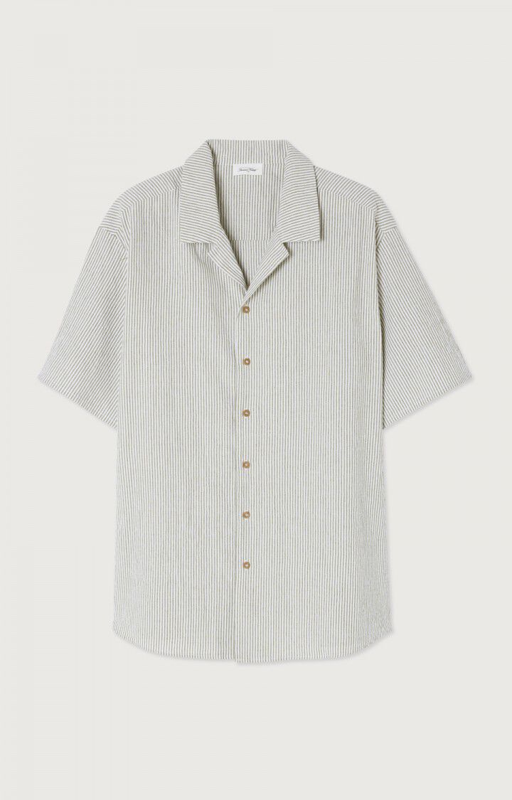 Men's shirt Keostreet - KHAKI AND WHITE STRIPES - Green - Blanc