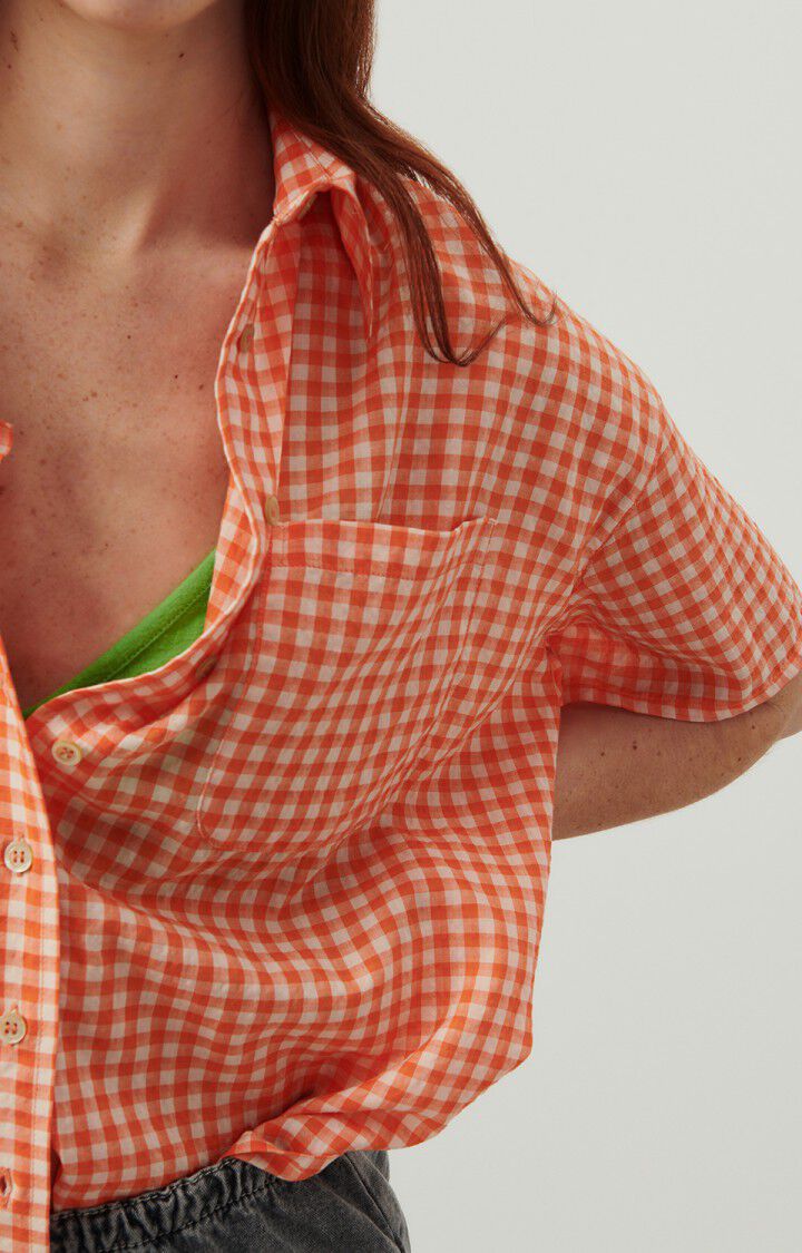 Chemise femme Pykoboo - VICHY ORANGE FLUO - Orange - Blanc - XS-S