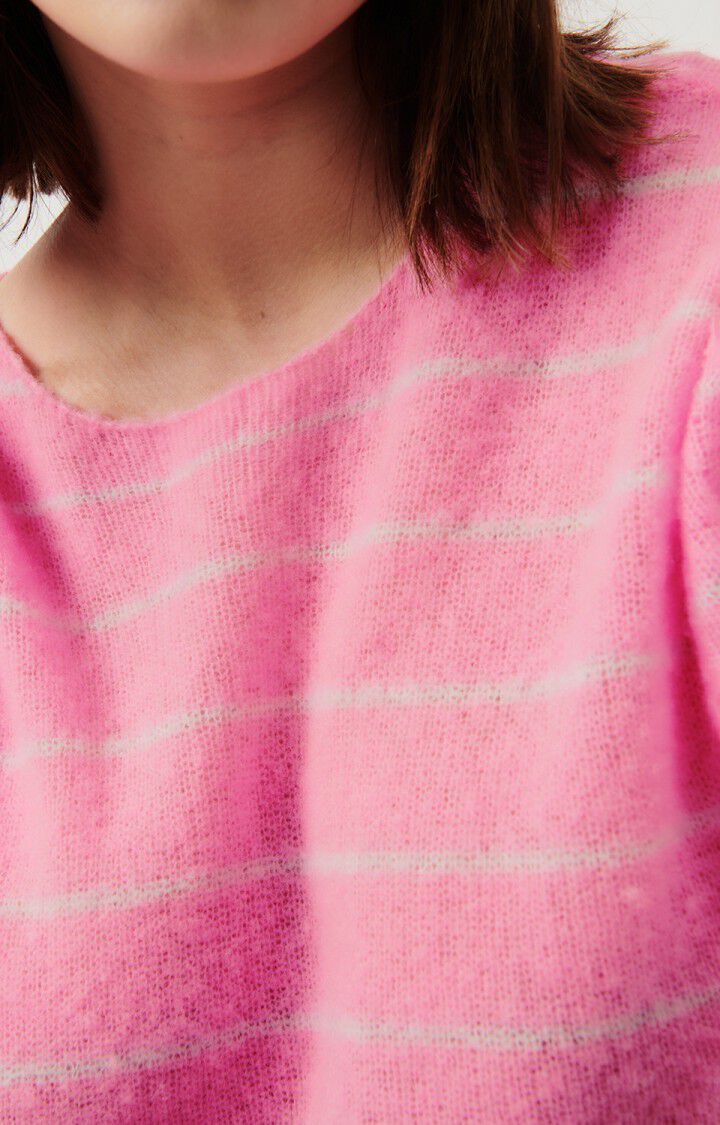 Women's jumper Zakday, NEON PINK STRIPED HEATHER GRAY, hi-res-model
