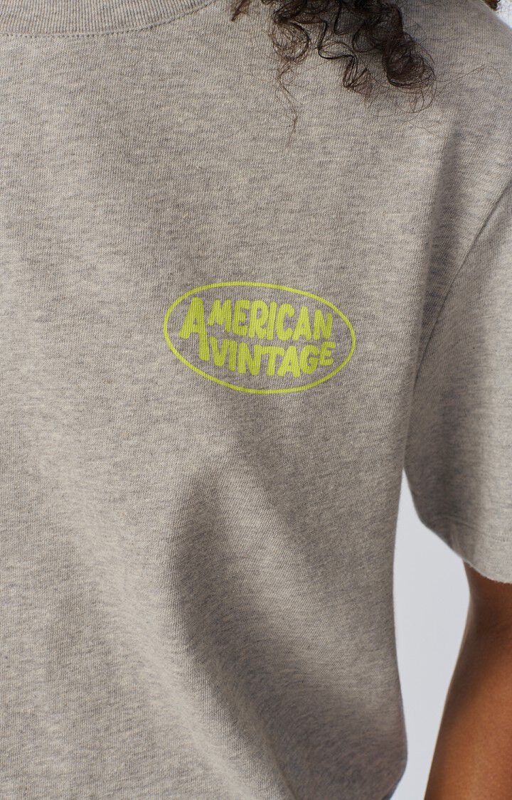 T-shirt femme Ykobow - GRIS CHINE PRINT JAUNE - Gris - Jaune - S