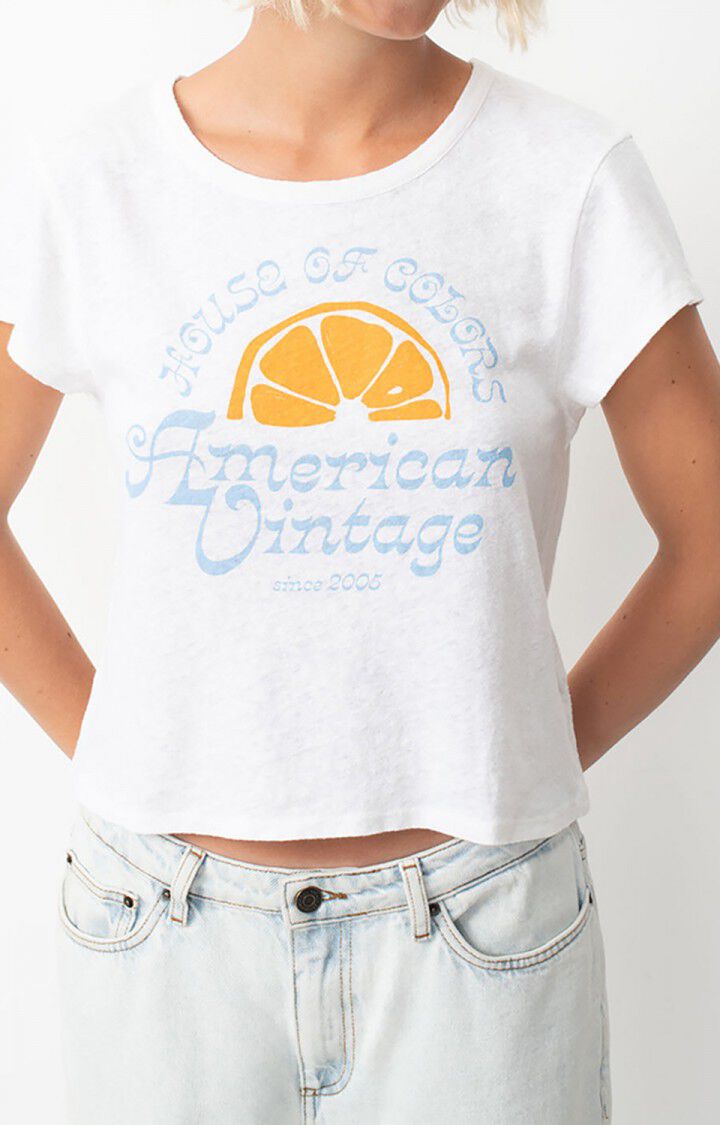 Women's t-shirt Byptow - THE ORANGE - White - Orange - Bleu