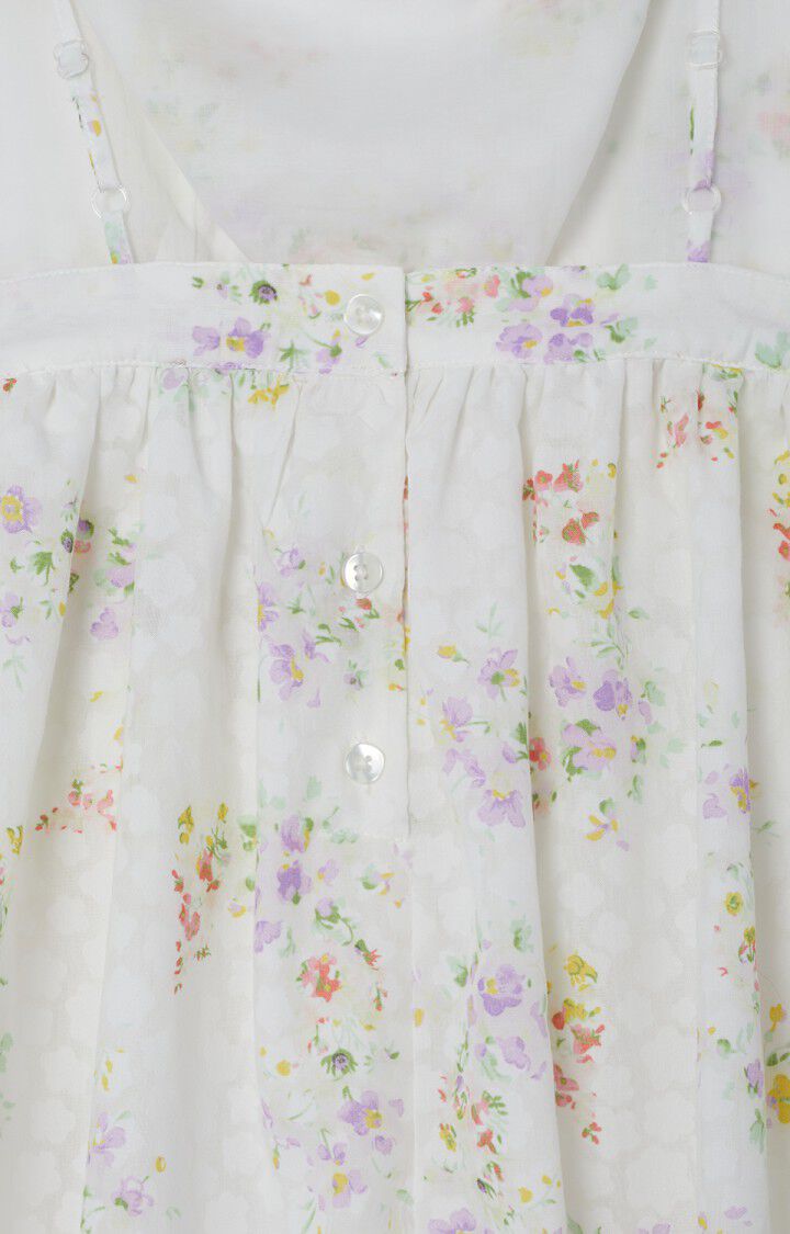 Women's dress Drow - FLOWERS - White - Rose - Vert - S