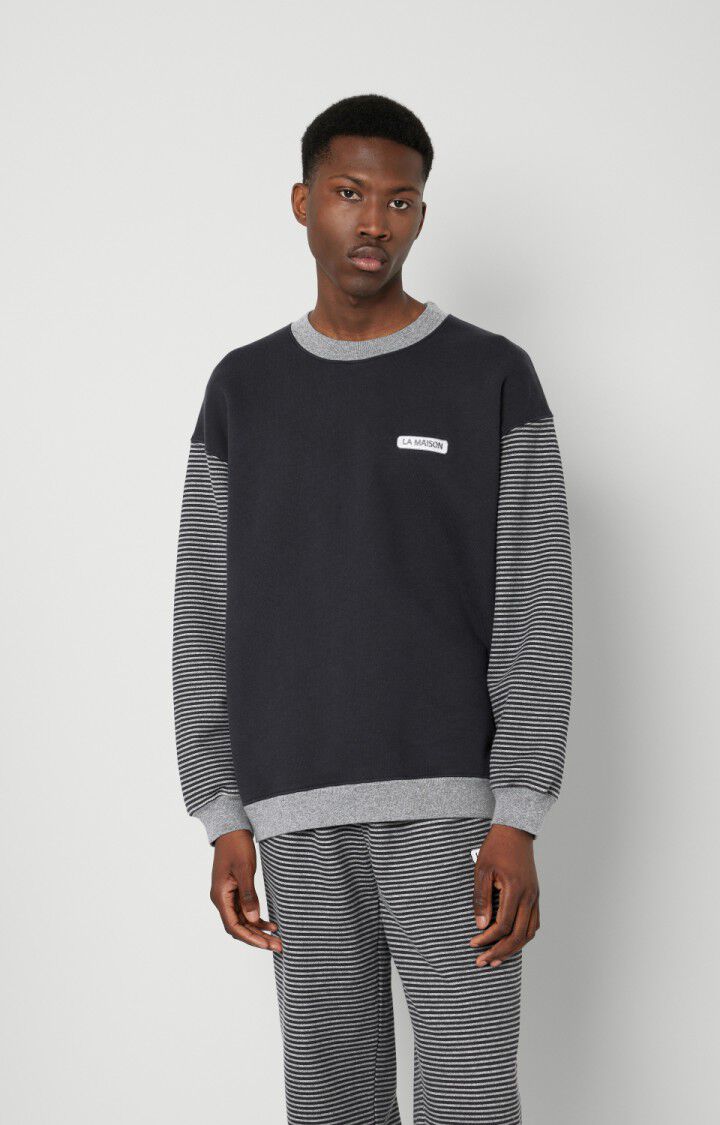 Men's sweatshirt Tuzbay, MELANGE GRAY STRIPED CARBON, hi-res-model
