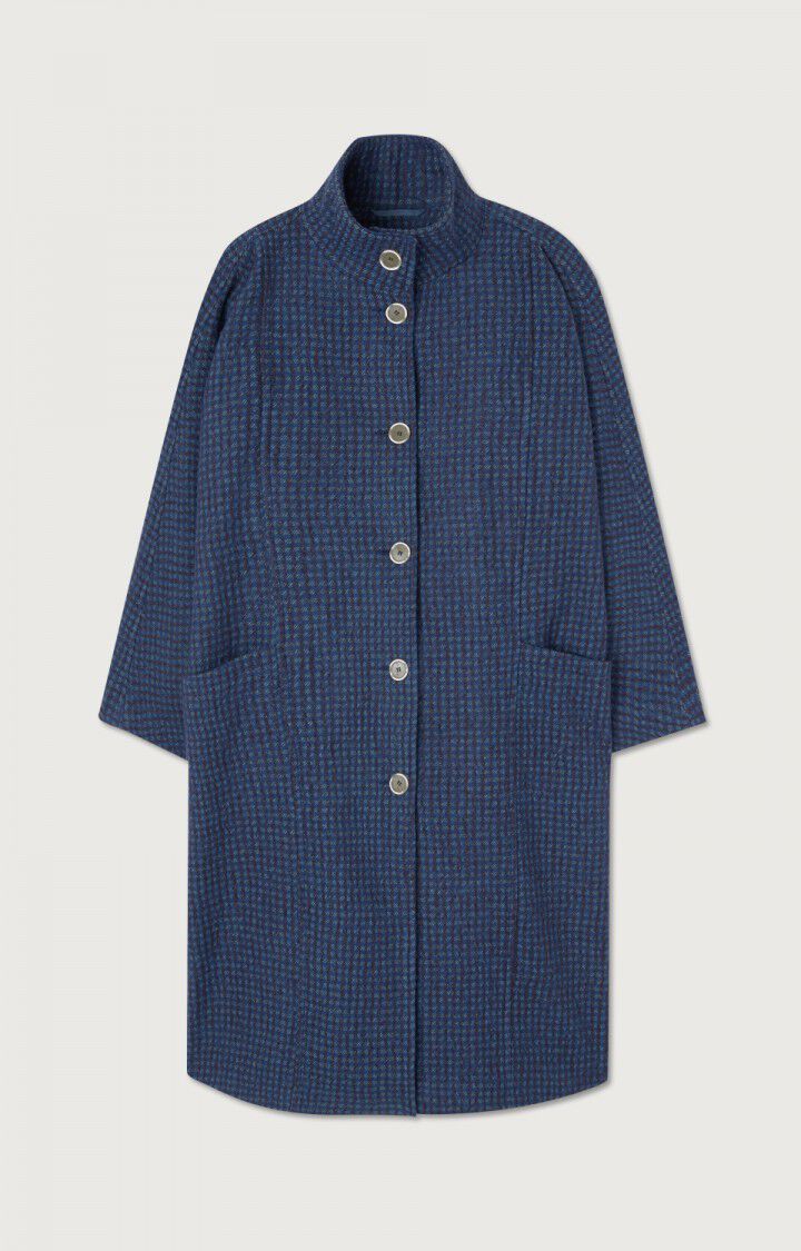 Manteau femme Nanbay - CARREAUX AQUA - Bleu