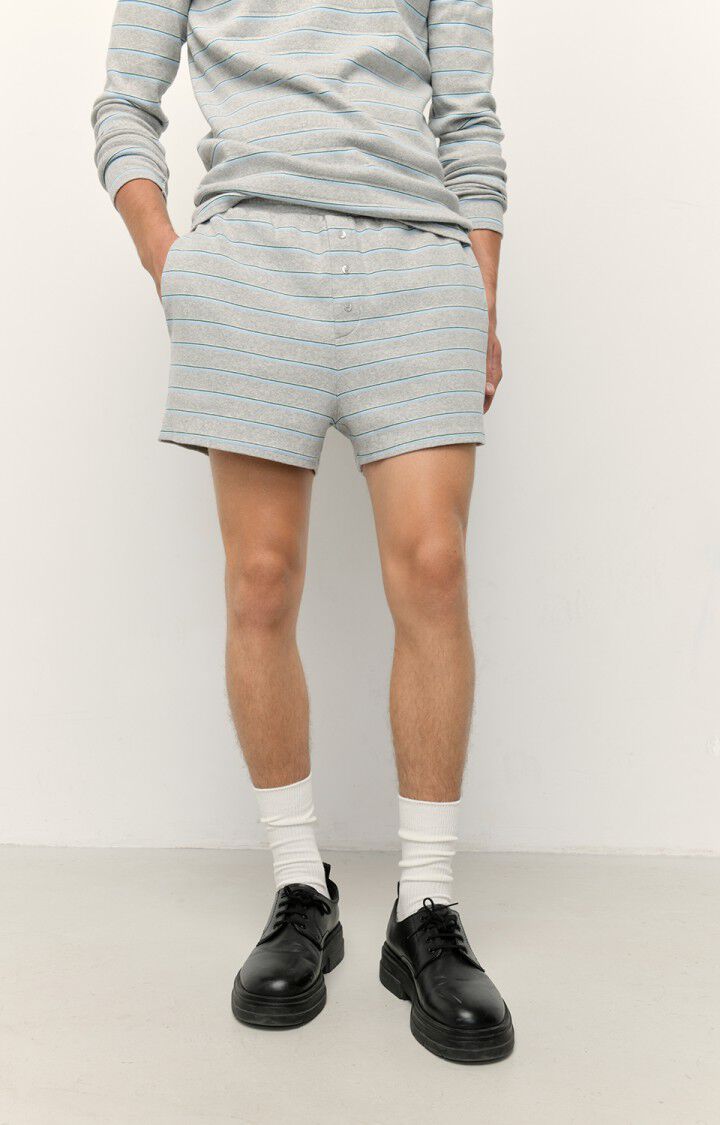 Men's shorts Urystreet, GRIS CHINE RAYE VERT ET BLEU, hi-res-model