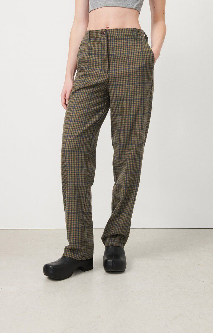 Women's trousers Nelabird, BROWN TARTAN, hi-res-model