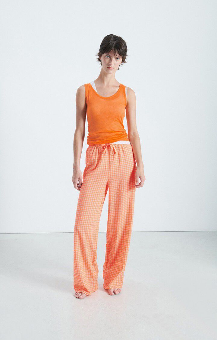 Pantalon femme Pykoboo - VICHY ORANGE FLUO - Orange - Blanc