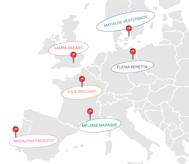 Carte d'europe présentant l'implantation des illustratrices